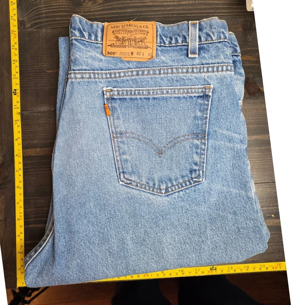Vintage Levis 505 Men‎ 42x30 Orange Tab Regular Fit Straight Leg Made in U.S.A.